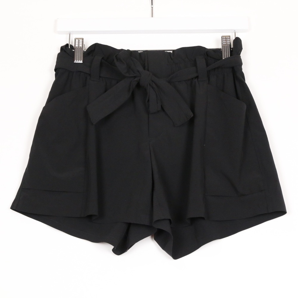 Athleta Black High-Rise Paperbag Tie-Waist Shorts